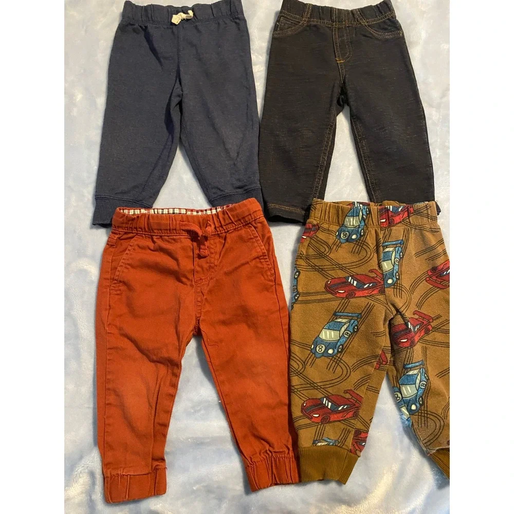 Carter's Ben Sherman Baby Boy Pants Lot 4pc Size 12M Joggers Jeans Race Cars